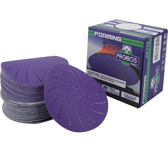 Изображение товара Круг шлифовальный c мультипылеотводом Purple P400, CERAMIC FILM Hookit CF775, 125 мм, 100 шт PROBOS 77505058-100