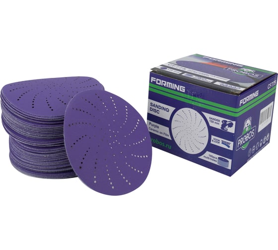 Изображение товара Круг шлифовальныйc c мультипылеотводом Purple P180, CERAMIC FILM Hookit CF775, 125 мм, 100 шт PROBOS 77564264-100
