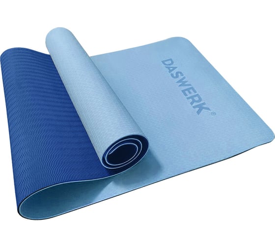 Изображение товара Спортивный коврик для йоги и фитнеса DASWERK двухцветный, тпэ, 183x61x0.6 см, голубой/синий 680033