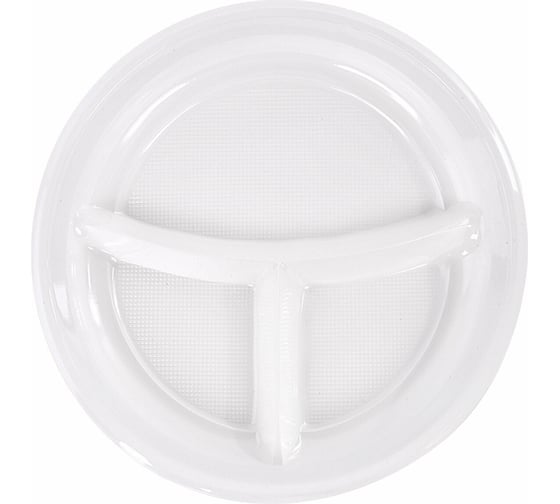 Изображение товара Одноразовые тарелки LAIMA 3-х секционные, комплект 100 шт., 220 мм, белые, пп, холодное/горячее, стандарт 608769