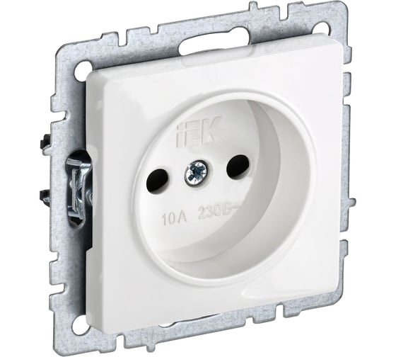 Изображение товара Розетка IEK Brite без заземляющего контакта, с защитными шторками 10а рсш10-2-брб белый BR-R13-10-K01