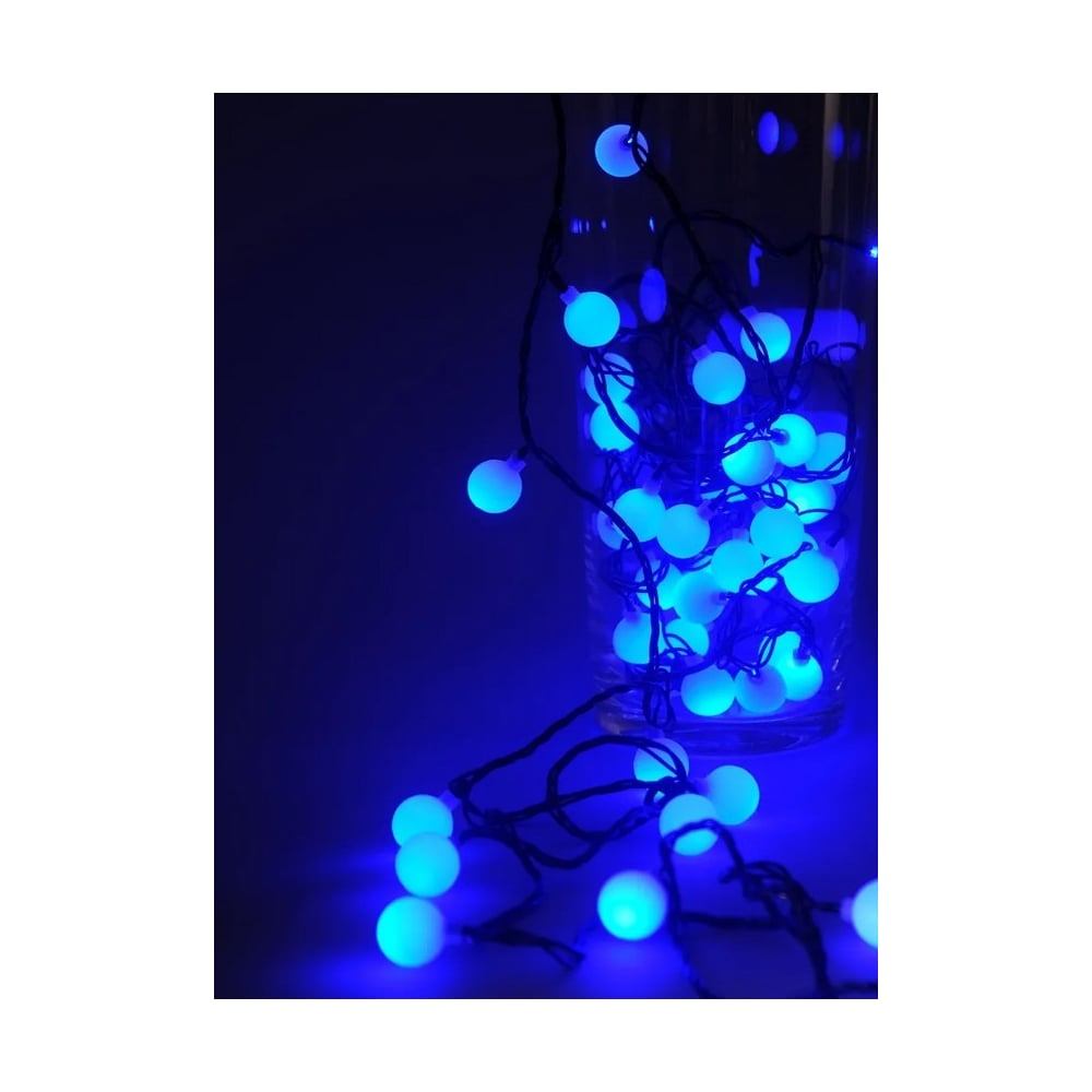 Изображение товара Гирлянда SHLights с синими шариками LED 128 6,4м IP20 для интерьера и праздников