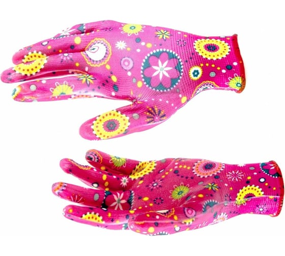 Изображение товара Садовые перчатки PALISAD  из полиэстера, с нитриловым обливом, красные, M 67746