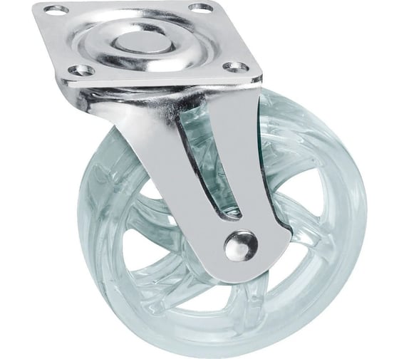 Изображение товара Мебельное колесо GTV КМ-В075-00 прозрачное, d-75, нагрузка 40 кг KM-B075MM-00