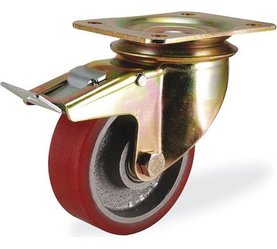 Изображение товара Большегрузная поворотная колесная опора с площадкой, с тормозом 150 мм, 700 кг KAMA K-4102-DOR-150-F18