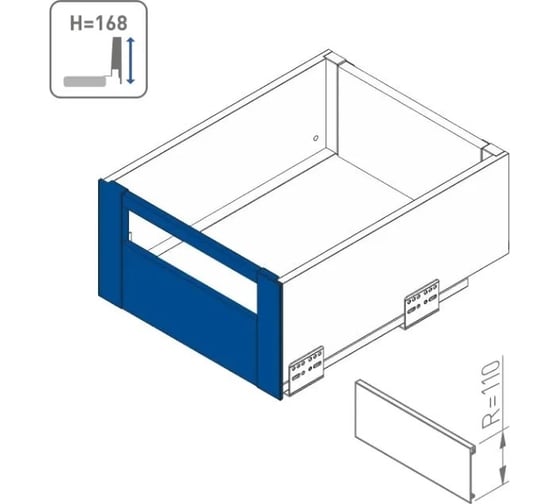 Изображение товара Комплект для высокого внутреннего ящика GTV H-168 AXIS PRO передняя панель Н110, поперечный рейлинг, L-1200, белый PB-AXISPRO-ZESWEW-C1