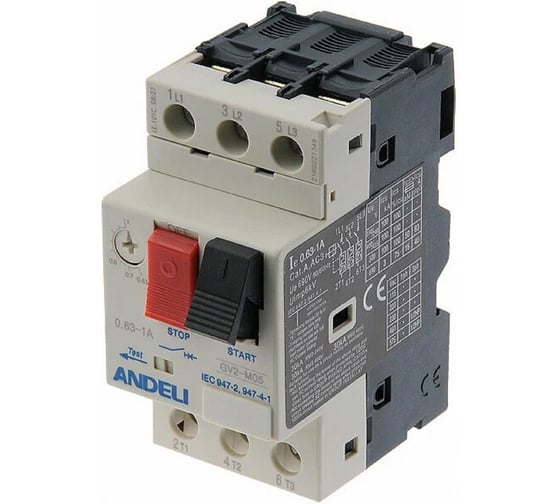 Изображение товара Пускатель ANDELI GV2-M05 0.63A~1A Ue 660В Кнопочный артикул ADL06-604