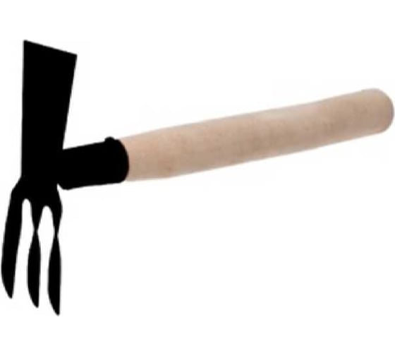 Изображение товара Комбинированная мотыжка ЗМИ лопатка, витой зуб, деревянная ручка 54