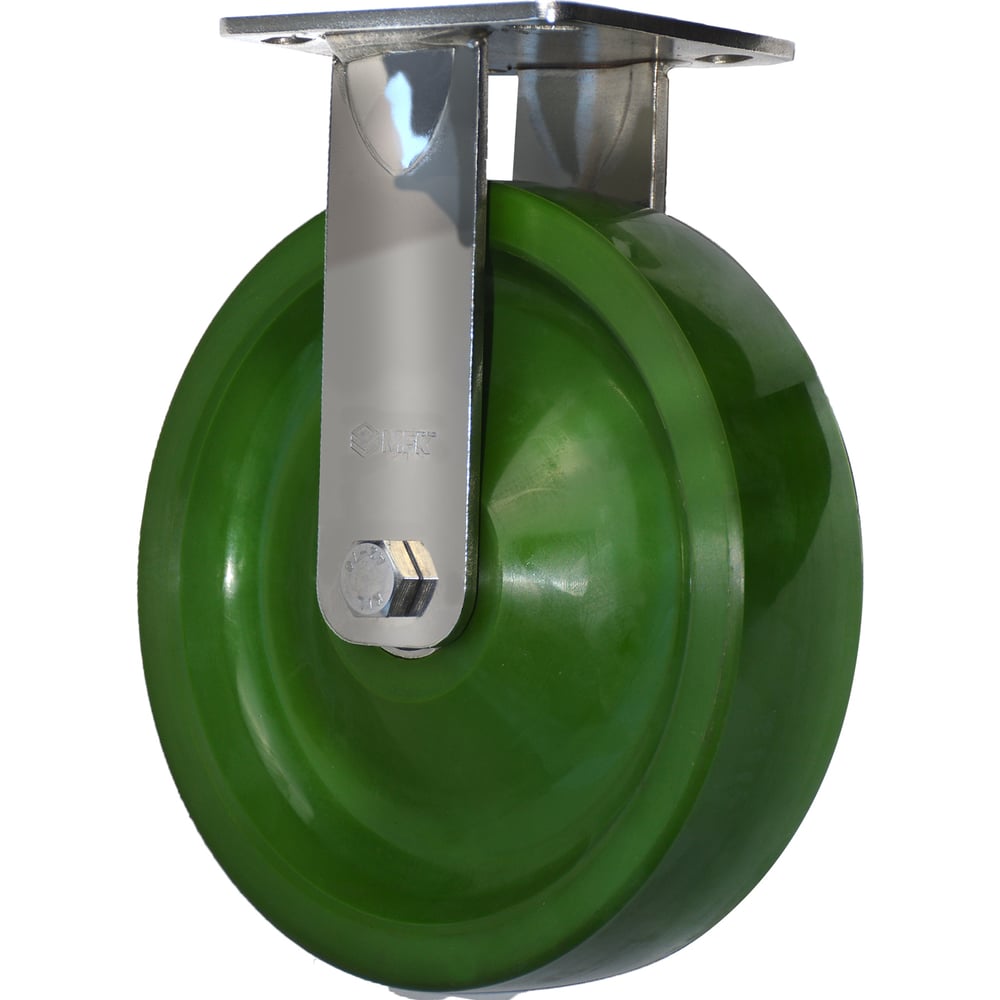 Изображение товара Колесо большегрузное неповоротное из нержавеющей стали Зеленый полиуретан 200 мм (SS6680R-01-SPU) MFK-TORG SPU-6681200