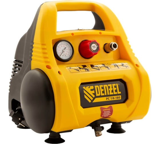 Изображение товара Воздушный безмасляный компрессор DENZEL РС 1 6-180, 1,1 кВт, 180 л мин, 6 л 58057
