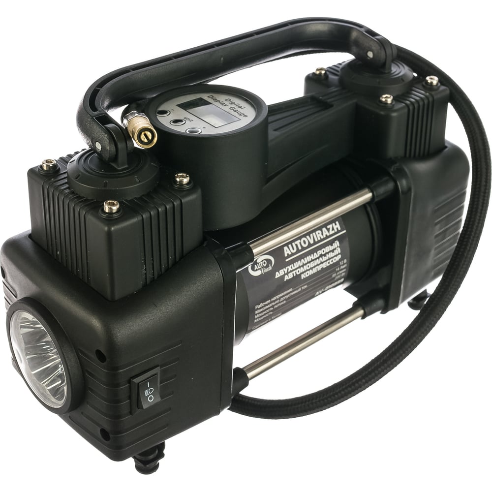 Изображение товара Двухцилиндровый компрессор 95 л/мин с цифровым дисплеем и автостопом AUTOVIRAZH AV-010999