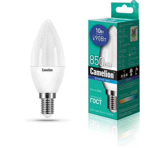 Изображение товара Светодиодная лампа Camelion LED10-C35/865/E14 10Вт 220В 13563