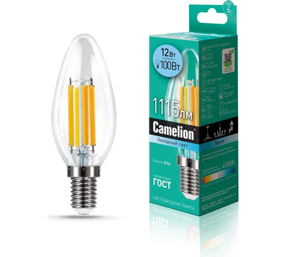 Изображение товара Светодиодная лампа Camelion LED12-C35-FL/845/E14 12Вт 220В 13709