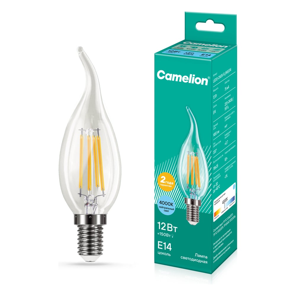 Изображение товара Светодиодная лампа Camelion LED12-CW35-FL/845/E14 12Вт 220В 13711 Изображение товара Светодиодная лампа Camelion LED12-CW35-FL/845/E14 12Вт 220В 13711
