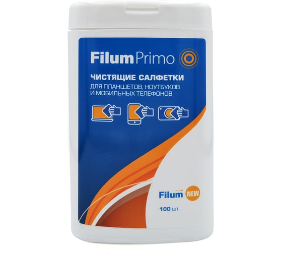 Изображение товара Салфетки Filum primo для планшетов, ноутбуков и мобильных телефонов, 100 шт. CLN-T1005