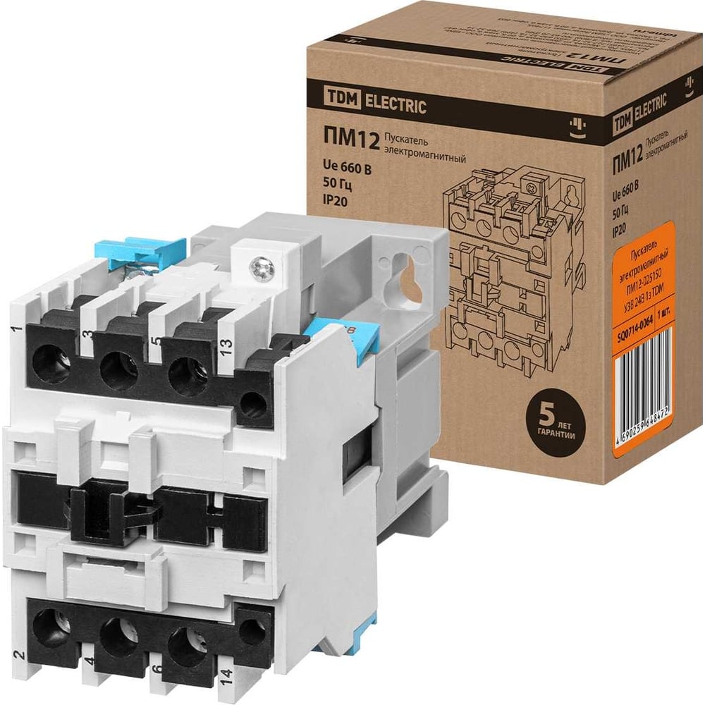 Изображение товара Электромагнитный пускатель ТDM ELECTRIC ПМ12-025150 У3В 24В 25А для автоматизации