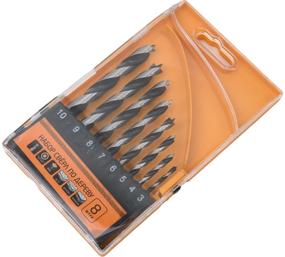 Изображение товара Набор сверл по дереву 8 шт, 3-10 мм Grepp 302-00002