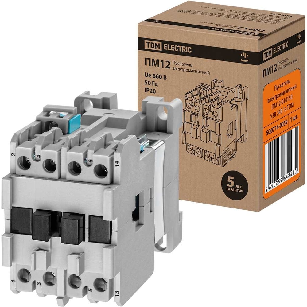 Изображение товара Электромагнитный пускатель TDM ELECTRIC ПМ12-010150 У3В 24В 10А для автоматизации