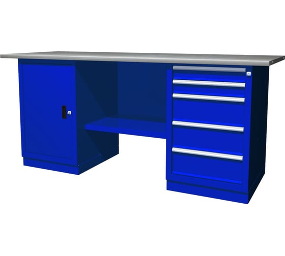 Изображение товара Верстак с двумя тумбами, тумба с 5 ящиками Ombra OWB2-15 55922