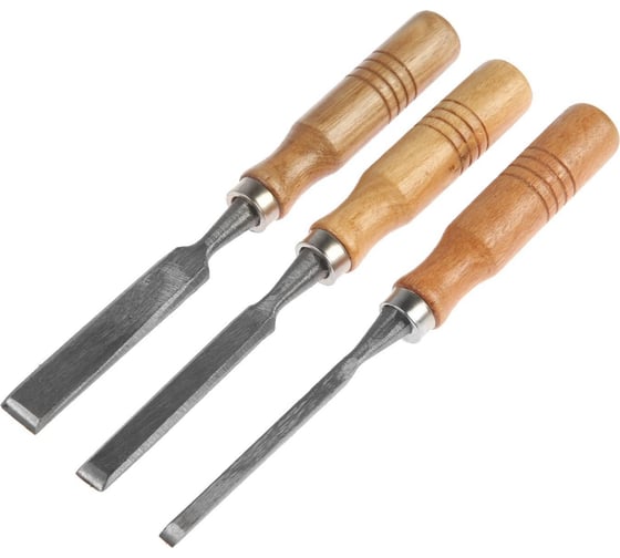 Изображение товара Набор стамесок ЛОМ деревянная рукоятка, 6-12-18 мм 5224308