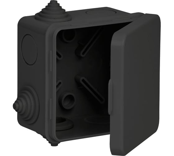 Изображение товара Распаячная коробка IEK км41238 80x80x50мм о/к ip54 7 вв. черная UKO31-080-080-050-K02-54