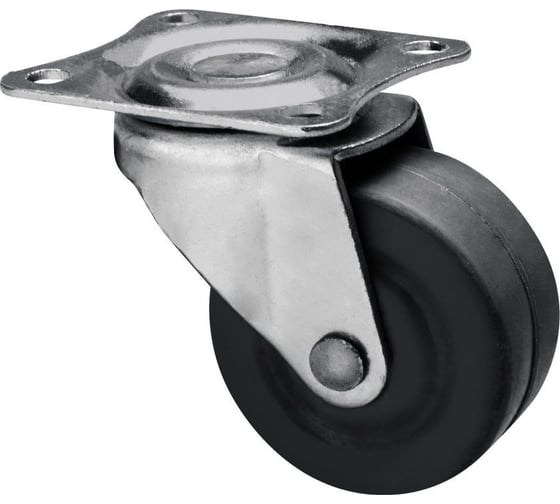 Изображение товара Поворотное колесо GTV D-38 мм, резиновое, на площадке, черное KM-015038-GM-20