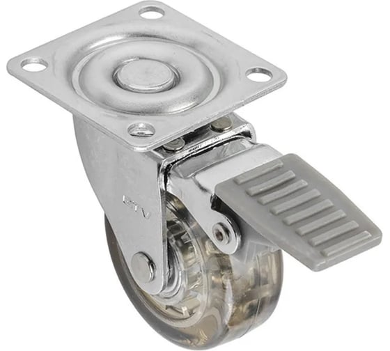 Изображение товара Мебельное колесо GTV КМ-ВН50-30 коричневое, d-50, со стопором, нагрузка 30 кг KM-BH50MM-30