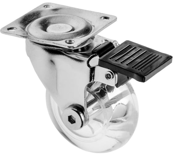 Изображение товара Поворотное колесо GTV D-50 мм, прозрачное, со стопором, Brazylia, нагрузка 40 кг KM-RD-50-CF