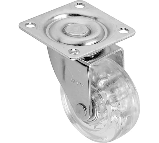Изображение товара Поворотное колесо GTV D-50 мм, прозрачное, на площадке, нагрузка 35 кг KM-A050MM-00
