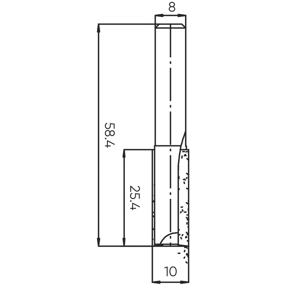 Изображение товара Фреза пазовая (наклонное лезвие) 10x25.4x58.4 мм, s=8 мм Deltatools 06-5292