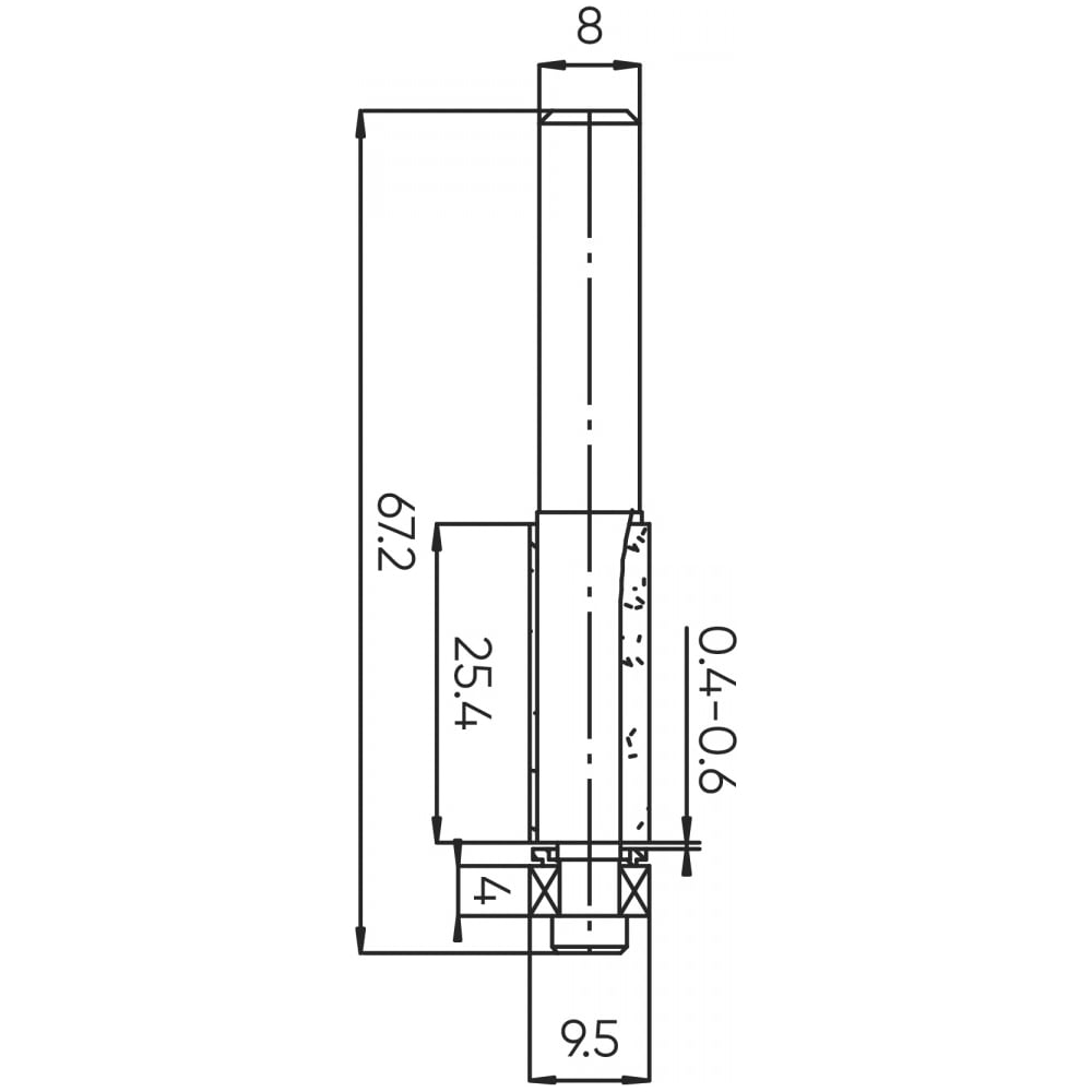 Изображение товара Фреза обгонная Deltatools 06-5293 Нижний подшипник 9,52x25,4x67,2 мм 8 мм хвостовик