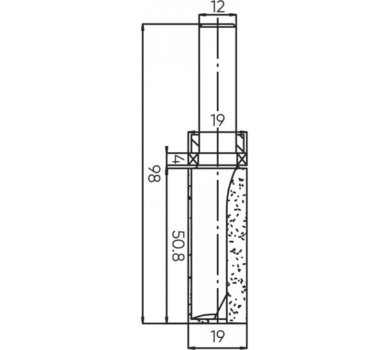 Изображение товара Фреза обгонная (верх. подш.) Z=2, 19x50.8x98 мм, s=12 мм Deltatools 06-5294