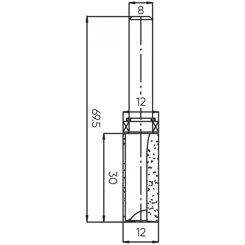 Изображение товара Фреза обгонная Deltatools Z=2 12x30x69.5 мм для кромочных работ