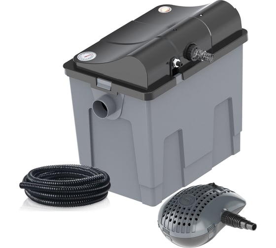 Изображение товара Фильтр проточный для прудов до 10 м³ в комплекте с насосом и УФ-лампой Heissner FPU10100-00