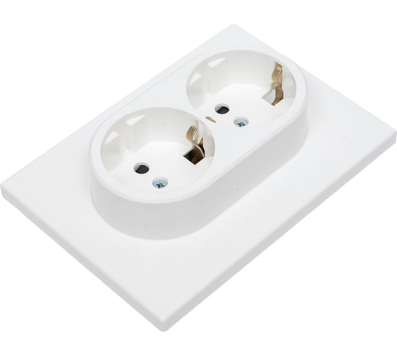 Изображение товара Механизм 2-местной розетки GUSI Electric Gusi ugra с заземлением, с защитными шторками, скрытая установка, 16А, 250В, цвет белый С11Р6-001