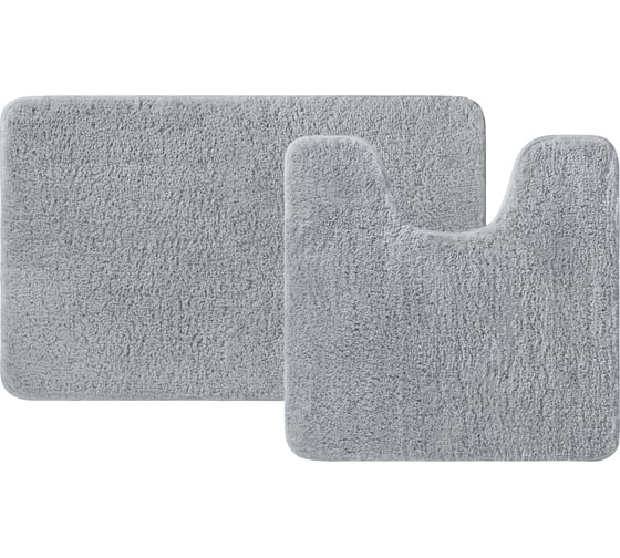 Изображение товара Набор ковриков для ванной комнаты IDDIS 50x80 + 50x50, микрофибра, серый BSET02Mi13