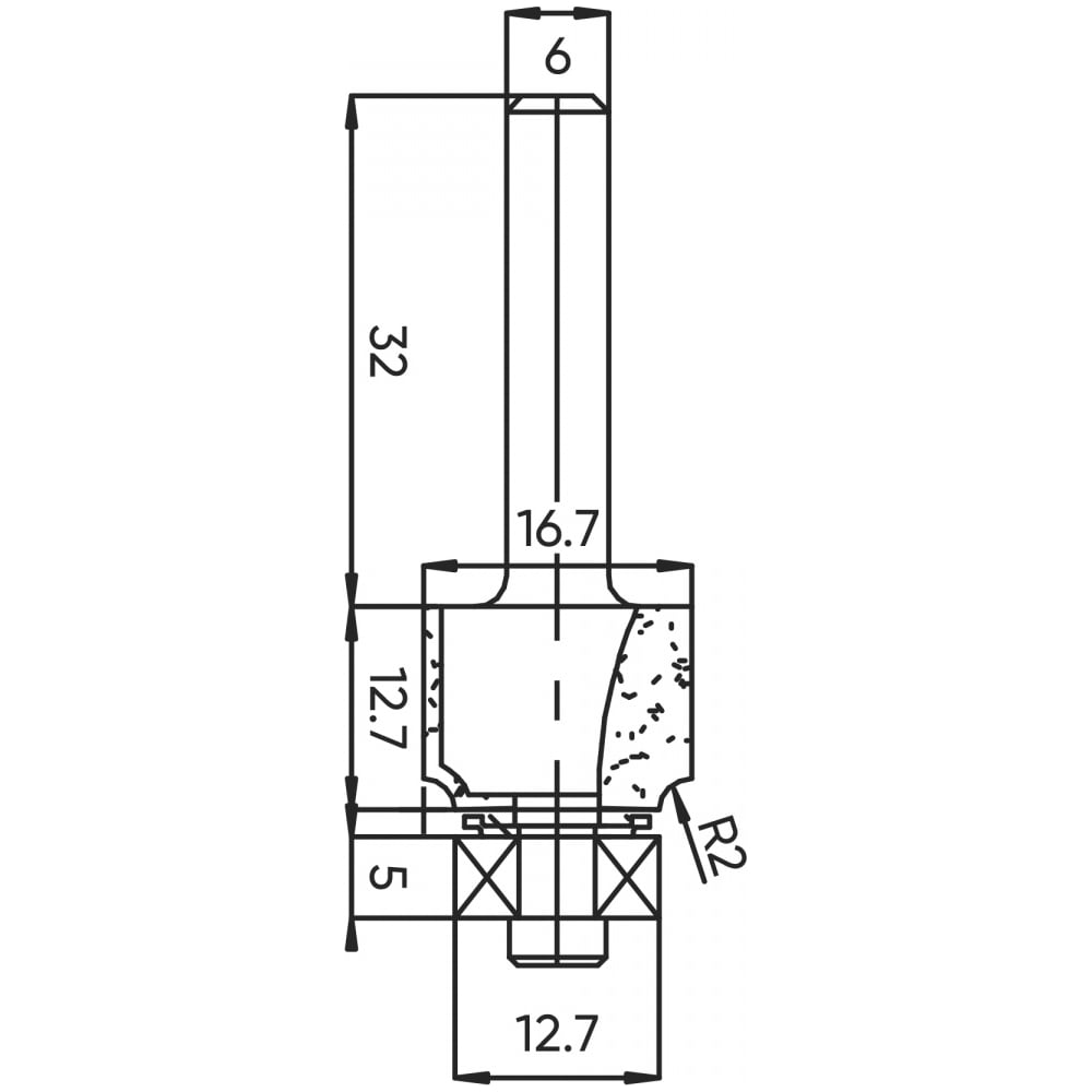 Изображение товара Фреза внутренний радиус Deltatools 06-5307 16,7 мм для точной обработки