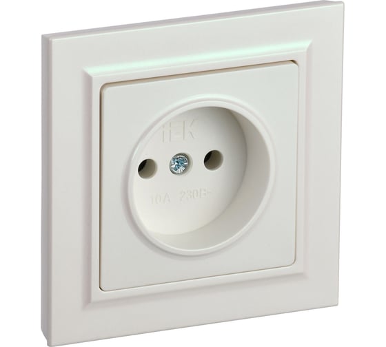 Изображение товара Розетка IEK Brite без заземляющего контакта и шторок 10а в сборе рср10-1-0-брж жемч. BR-R10-10-K36-F