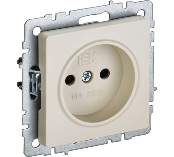 Изображение товара Розетка IEK Brite без заземляющего контакта, с защитными шторками 10а рсш10-2-бркр беж. BR-R13-10-K10