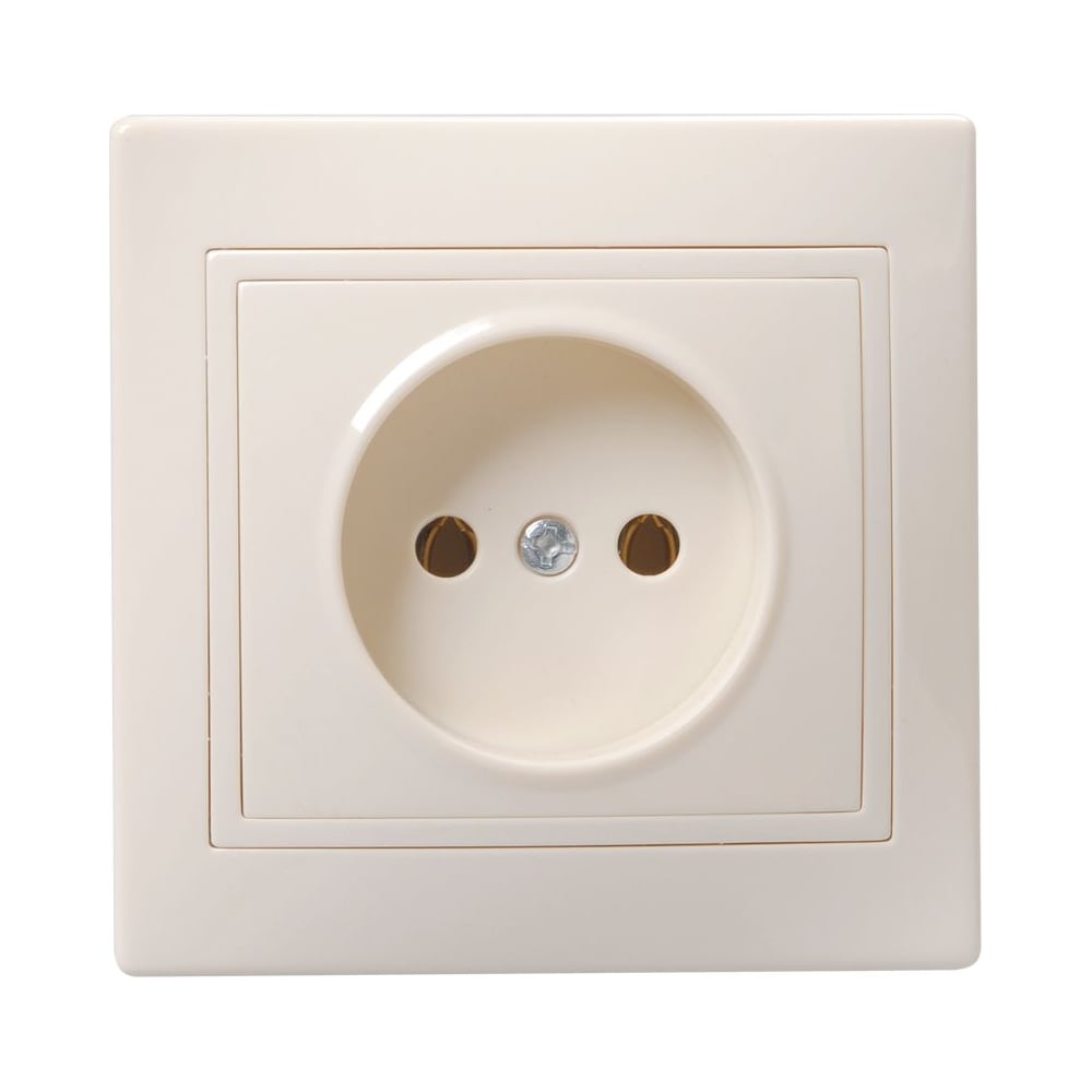 Изображение товара 1-местная встраиваемая силовая розетка IEK Рс10-2-км без заземляющего контакта кремовая