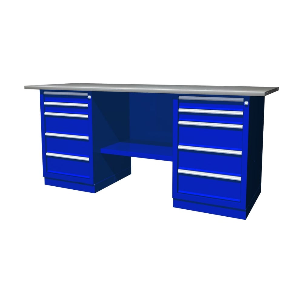 Изображение товара Верстак с двумя тумбами, тумбы по 5 ящиков Ombra OWB2-55 55923 Изображение товара Верстак с двумя тумбами, тумбы по 5 ящиков Ombra OWB2-55 55923