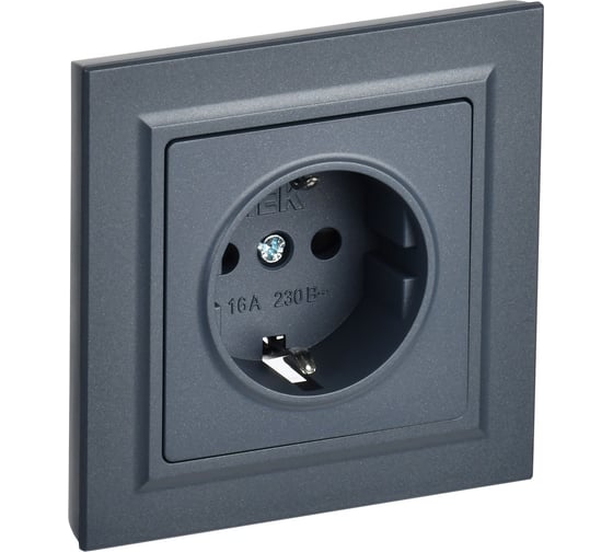 Изображение товара Розетка IEK Brite с заземляющим контактом и шторками 16а в сборе рср14-1-0-брм мар. BR-R14-16-K35-F