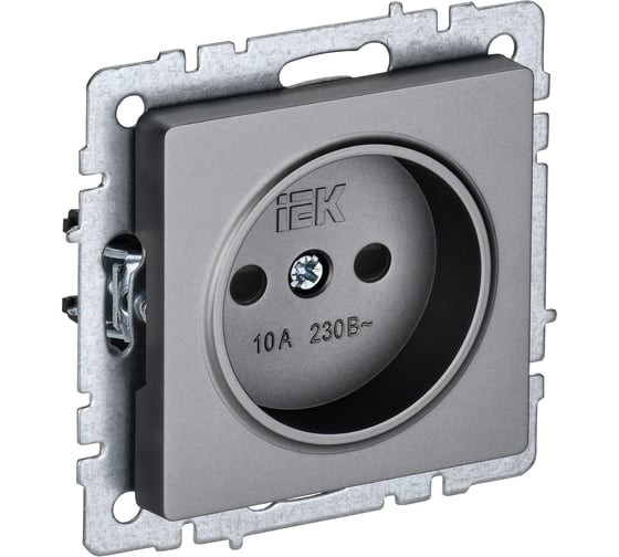 Изображение товара Розетка IEK Brite без заземляющего контакта, с защитными шторками 10а рсш10-2-брс сталь BR-R13-10-K46