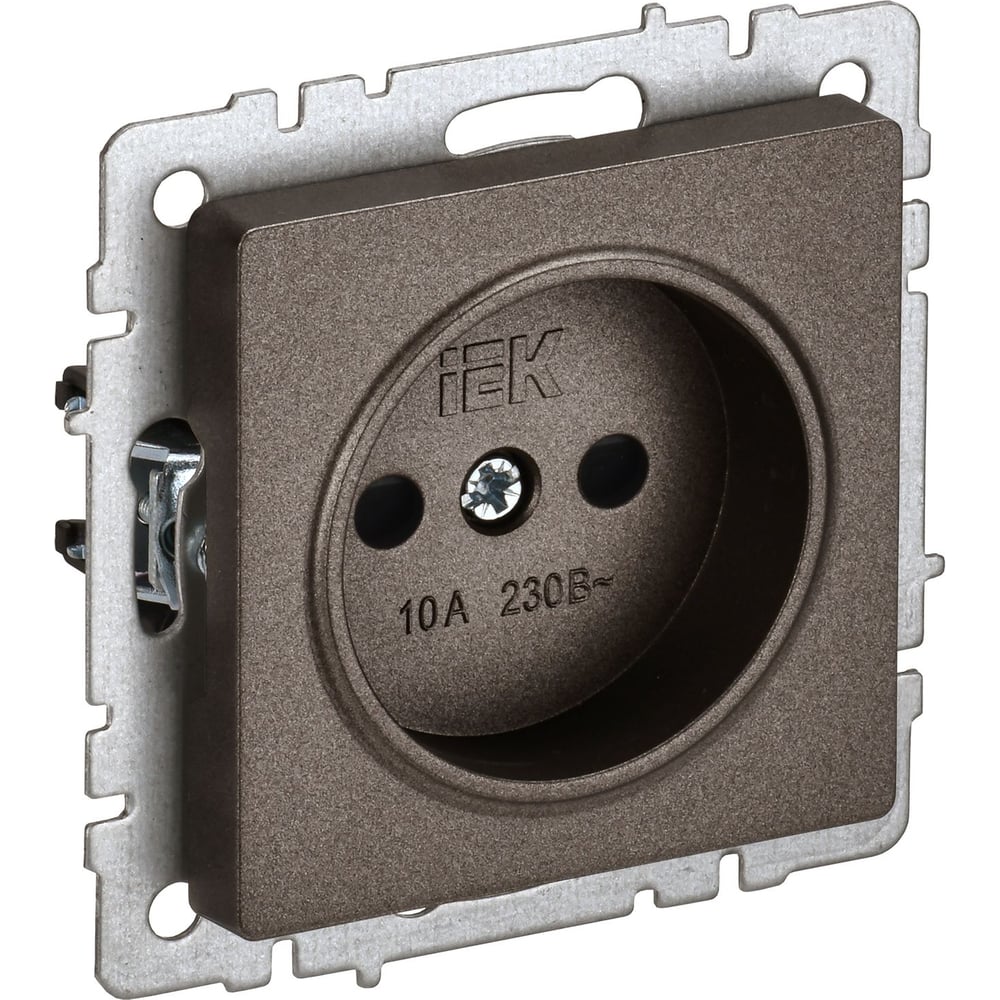 Изображение товара Розетка IEK Brite без заземления 10А с защитными шторками коричневая