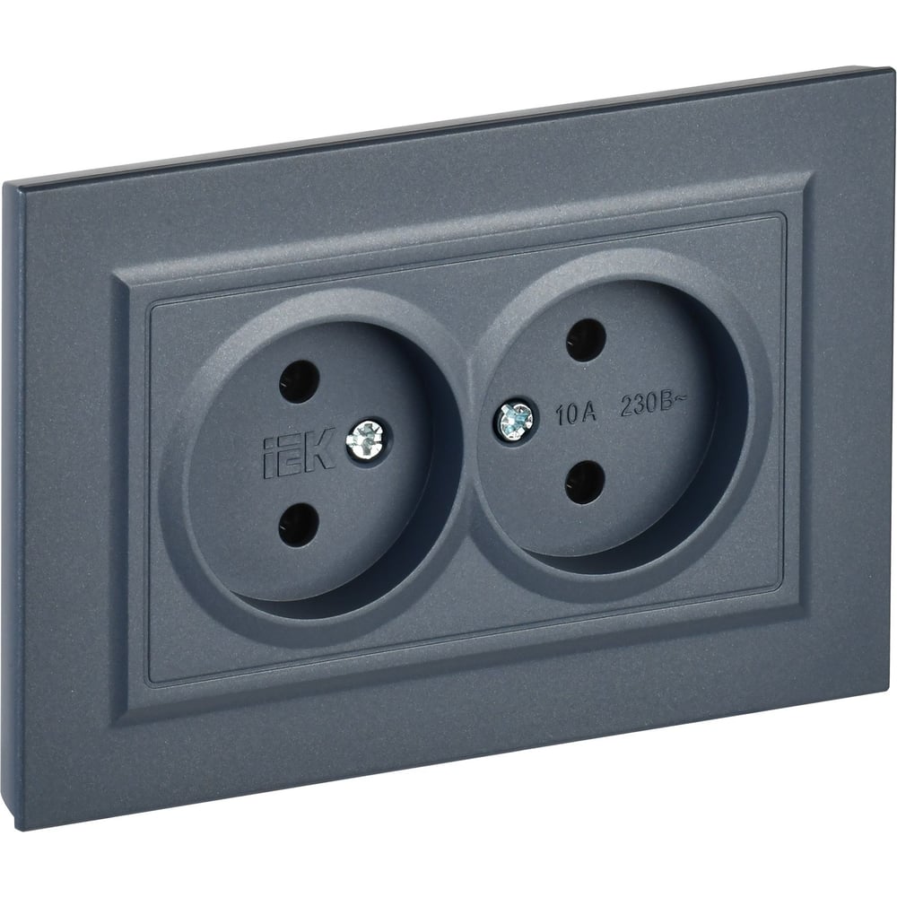 Изображение товара 2-я розетка IEK Brite без заземляющего контакта и шторок 10А в сборе RS12-2-БРМ Изображение товара 2-я розетка IEK Brite без заземляющего контакта и шторок 10А в сборе RS12-2-БРМ