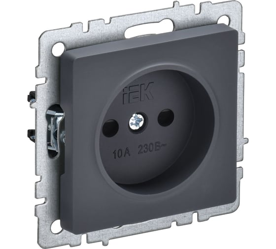 Изображение товара Розетка IEK Brite без заземляющего контакта, с защитными шторками 10а рсш10-2-брг граф. BR-R13-10-K53
