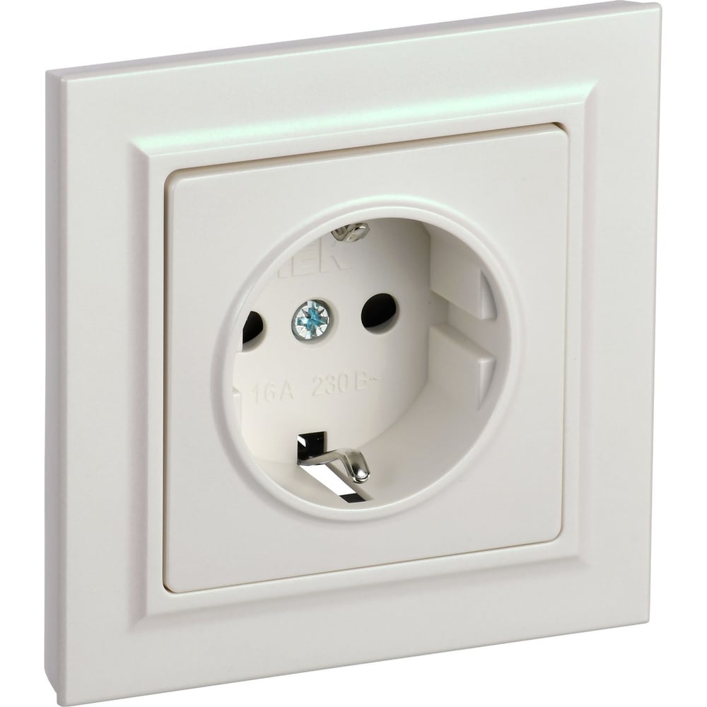 Изображение товара Розетка IEK Brite 16А с заземлением и защитными шторками жемчуг