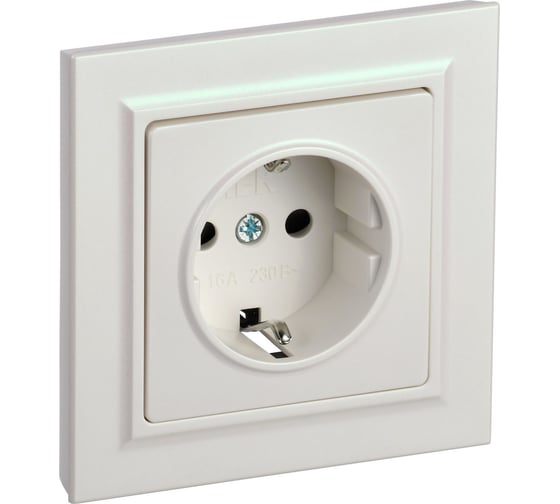 Изображение товара Розетка IEK Brite с заземляющим контактом и шторками 16а в сборе рср14-1-0-брж жемч. BR-R14-16-K36-F