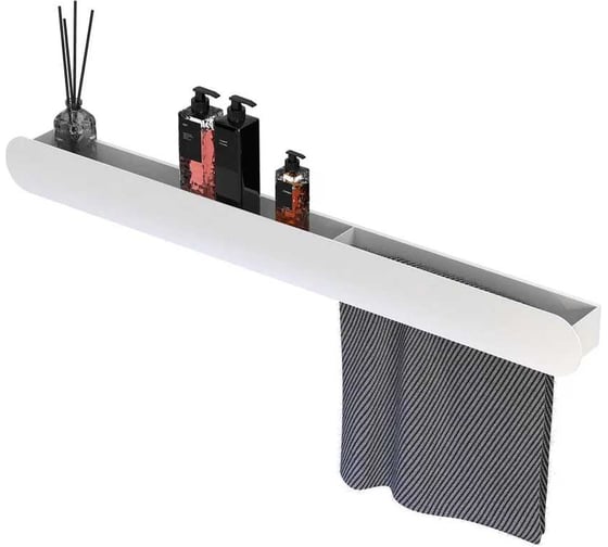 Изображение товара Полка Граф Держалкин Round double 100x9.2x9 см, полотенцедержатель справа, белая Fl-ro-d100пр-б