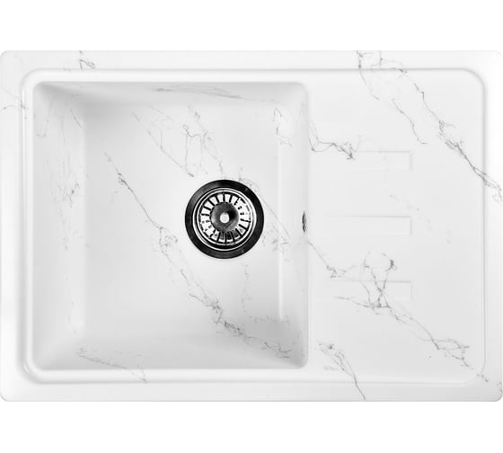 Изображение товара Мойка для кухни из искусственного камня WISENT мрамор бело-серый (беларусь) 435x620x220 WB15-10/WGER013